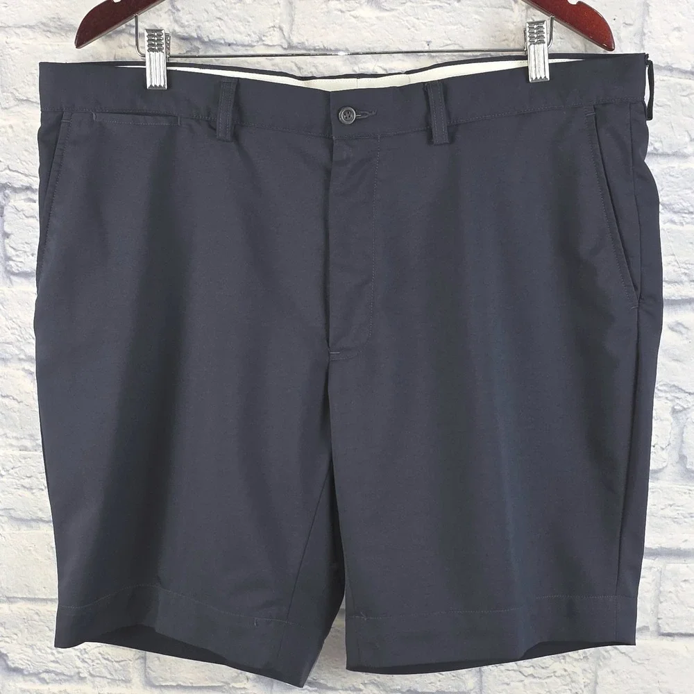 Polo Ralph Lauren Mens Navy Blue Performance Golf Shorts Flat Front Size 38